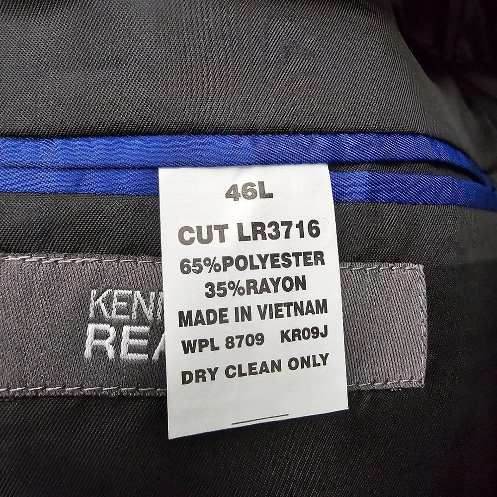 Kenneth Cole 46L Gray Solid 2-Button Sport Coat Blazer Jacket V354 - Picture 11 of 11